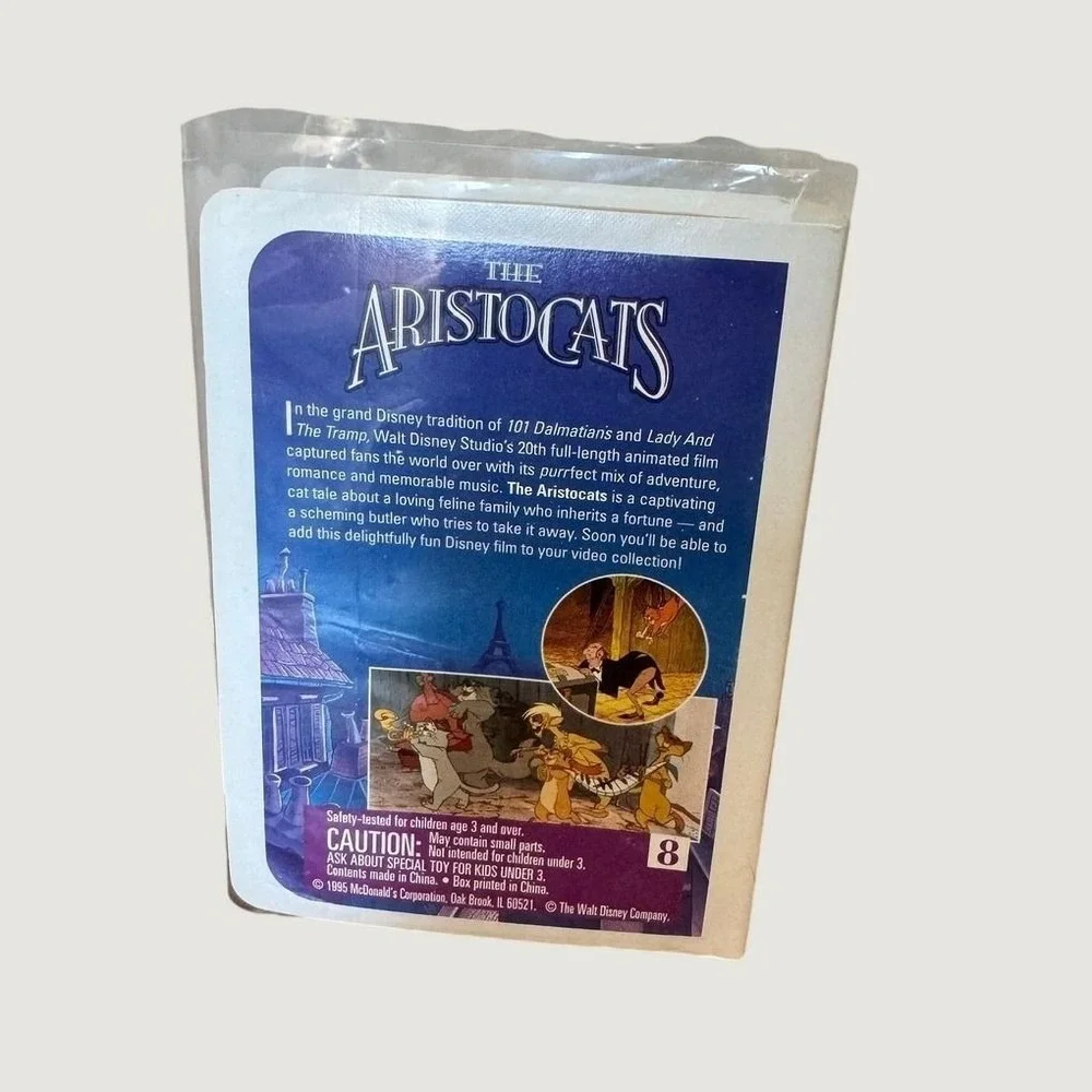 Disney The Aristocats Scat Cat Figure Mini VHS Box McDonald's 1996 Vintage Toy